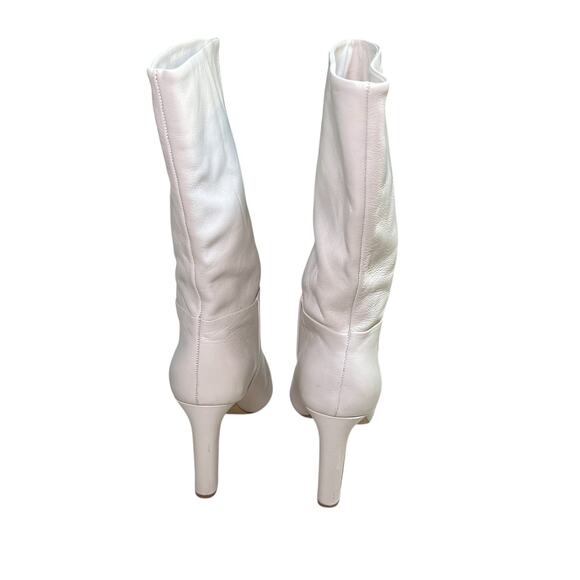 Larroude Cindy Heeled Pointed Toe Boot In Ivory Leather Size 10 - Picture 3 of 11